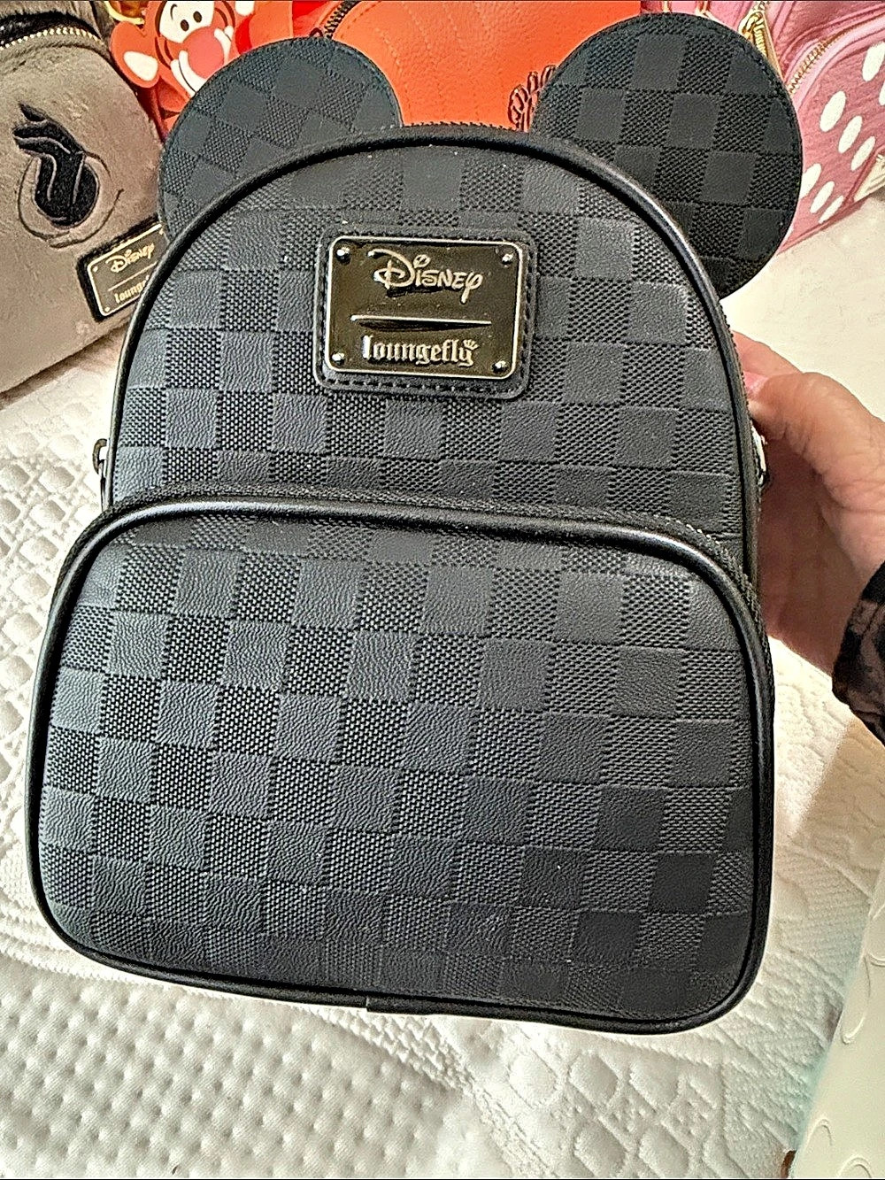Loungefly Disney Mickey Ear Evergreen Convertible Crossbody Black Mini Backpack